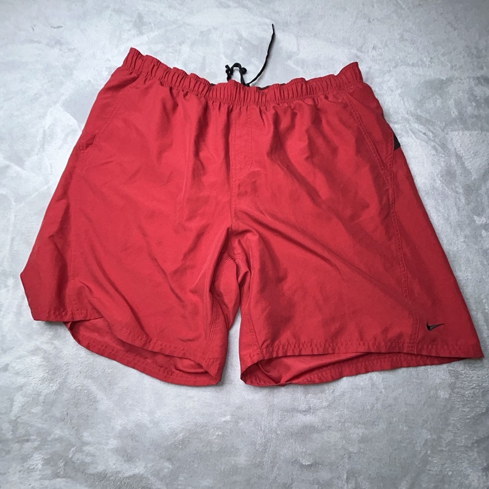 Nike Gray Tag Red Mesh Lined Swoosh Swim Board Shorts VINTAGE Y2K MENS XXL